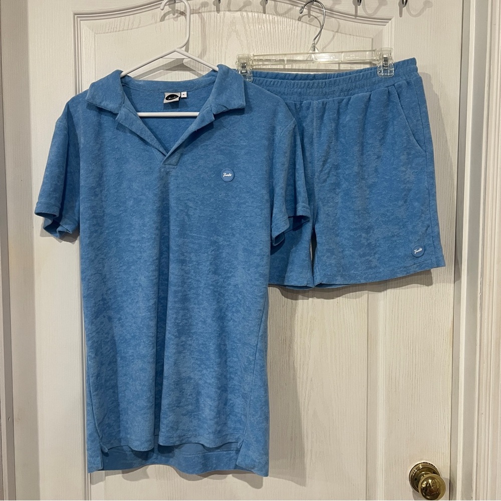 Men's Blue Terry Polo Shirt - Franks